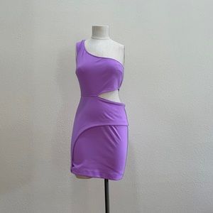 BCBGeneration Purple One-Sleeve Cutout Dress